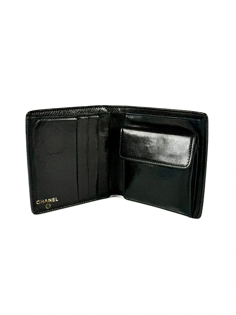 Chanel Black Caviar Leather CC Bifold Wallet | Full Inclusion | Entrupy COA